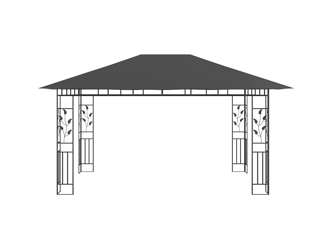 Cenador con mosquitera 4x3x2,73 m Antracita 180 g/m²