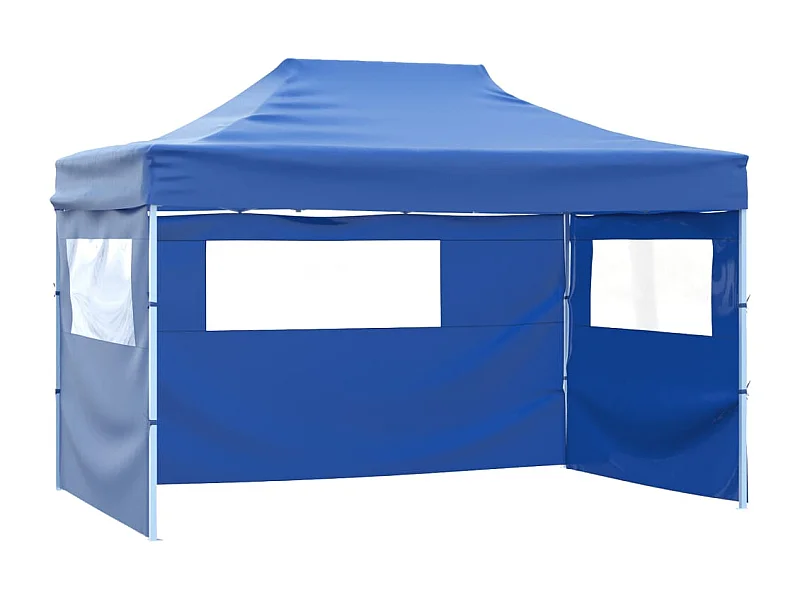 Carpa de recepción plegable de 3 paredes 3x4 m Azul Acero