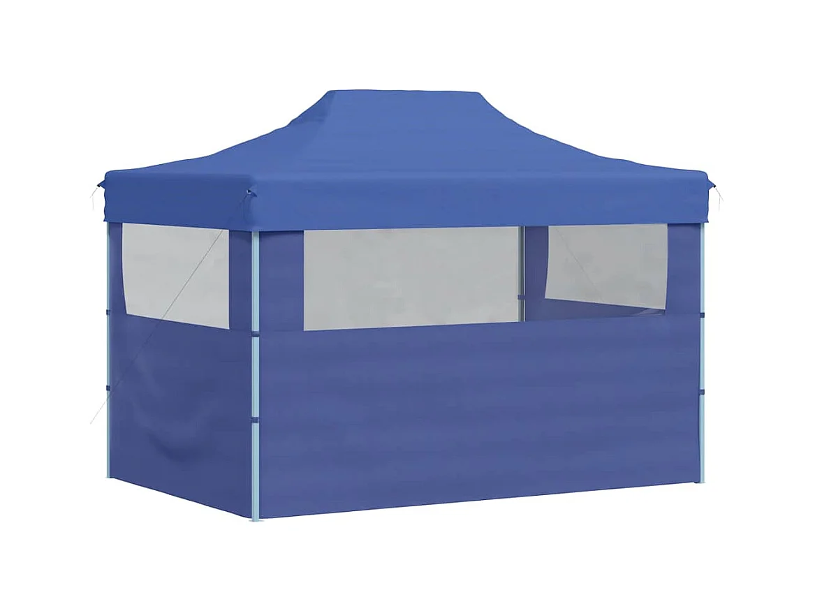Carpa de recepción plegable de 3 paredes 3x4 m Azul Acero