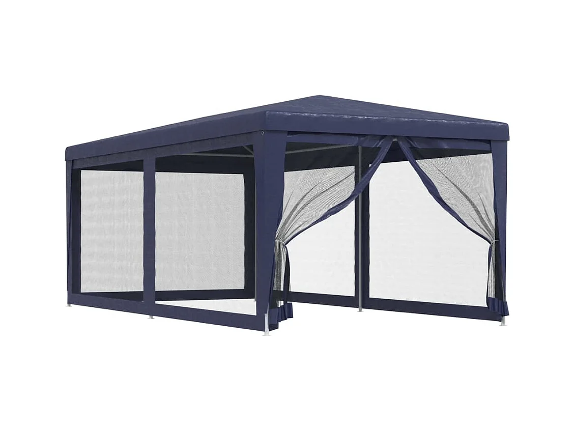 Partytent met 6 gaas zijwanden Blauw 3x6 m HDPE