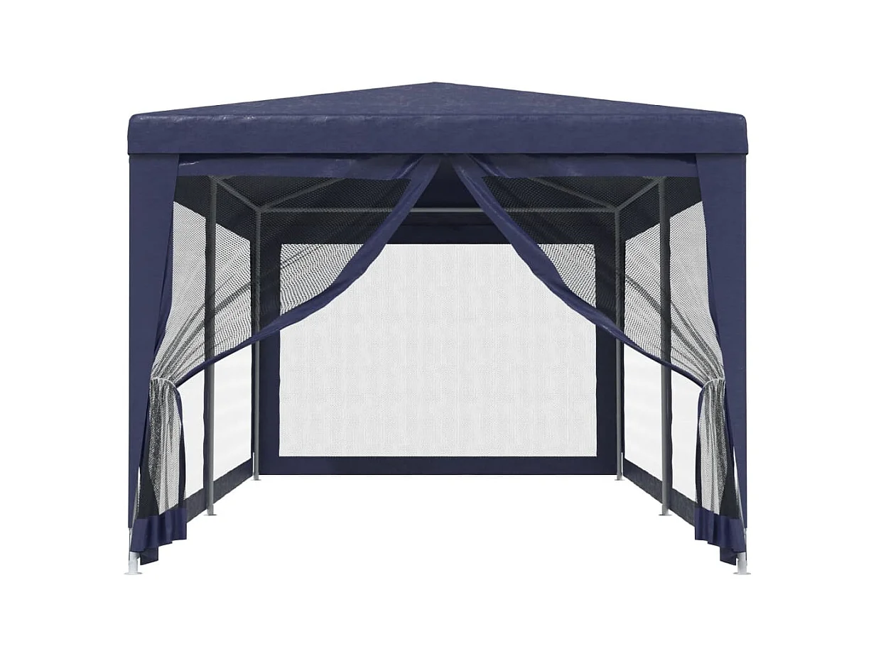 Partytent met 6 gaas zijwanden Blauw 3x6 m HDPE