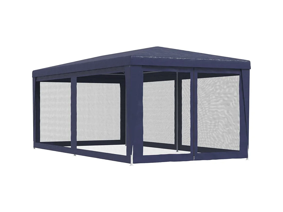 Partytent met 6 gaas zijwanden Blauw 3x6 m HDPE