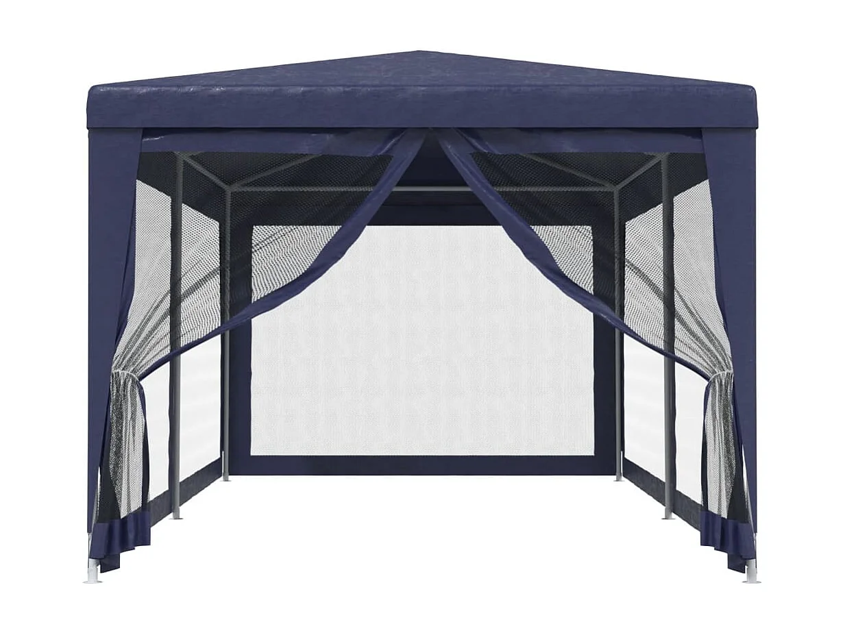 Carpa para fiestas con 6 paredes laterales de malla Azul 3x6 m HDPE