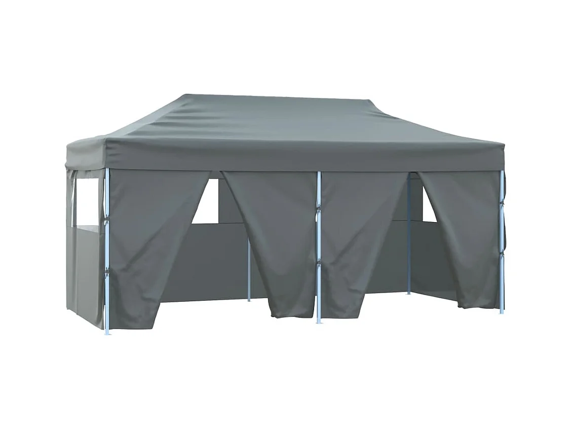 Opvouwbare ontvangsttent met 4 wanden 3x6 m Antraciet staal