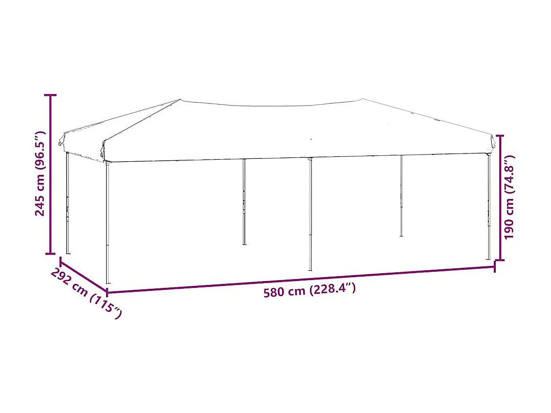 Carpa de recepción plegable con paredes Blanca 3x6 m