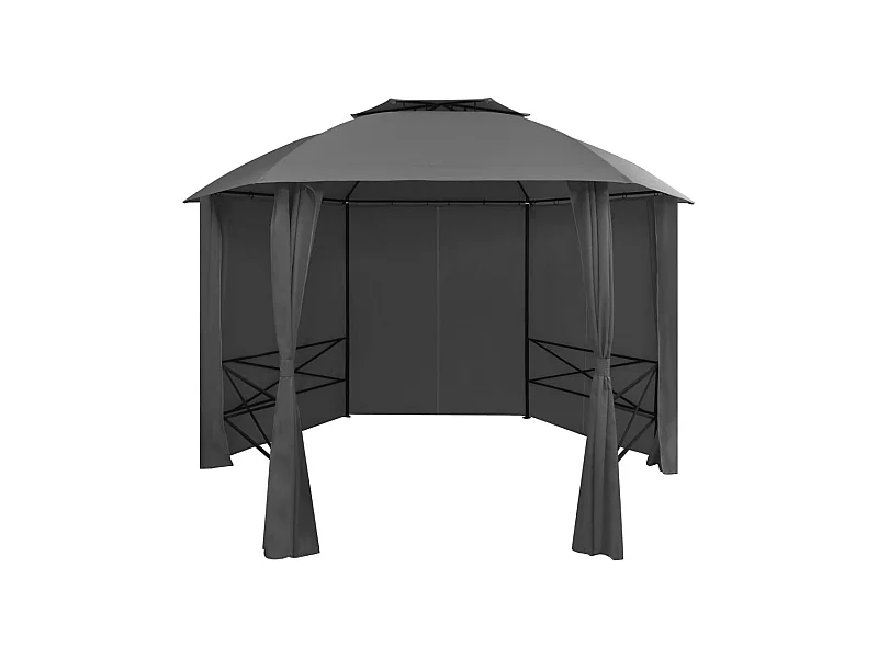 Tuintent met gordijnen Zeshoekig 360 x 265 cm