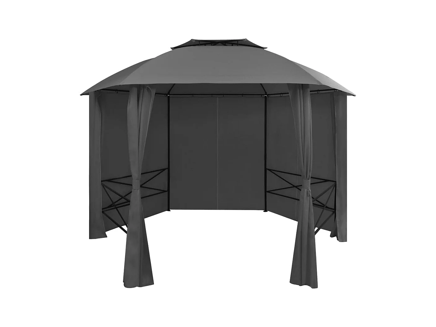 Gartenzelt Festzelt mit Vorhängen Sechseckig 360 x 265 cm