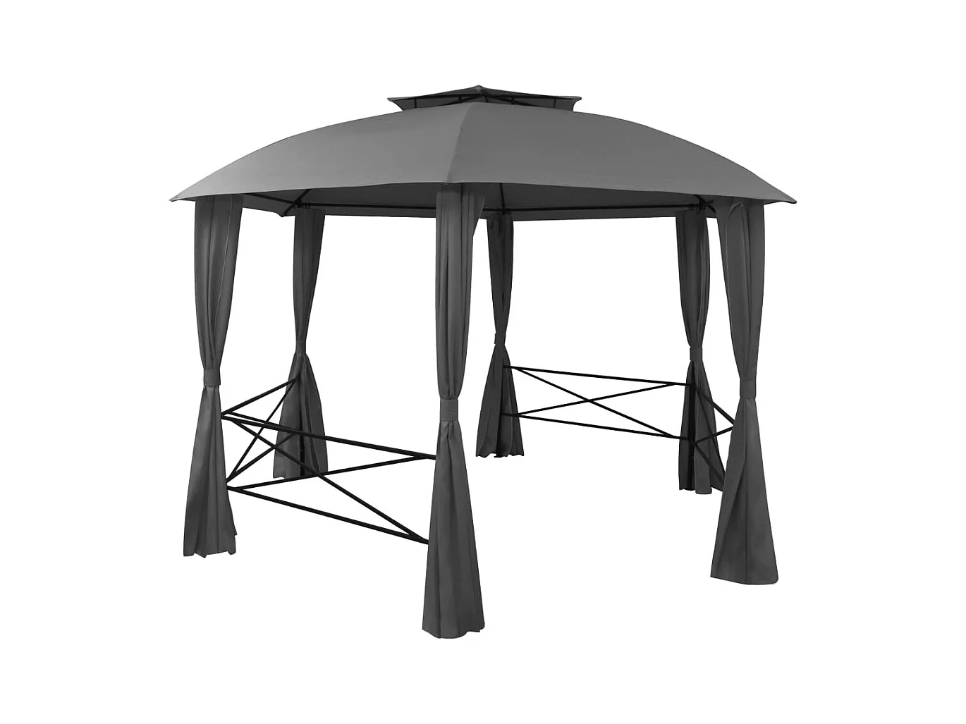 Gartenzelt Festzelt mit Vorhängen Sechseckig 360 x 265 cm