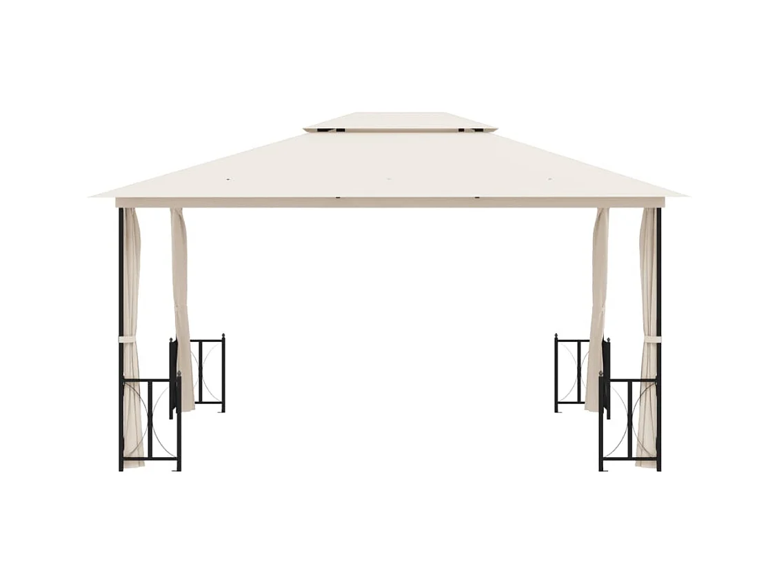 Gazebo color crema de 3x4 m con paredes dobles y techo