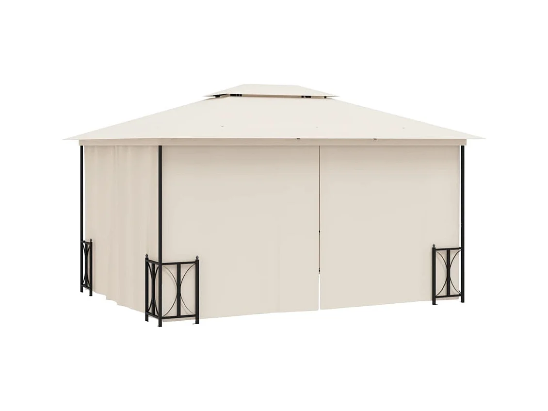 Gazebo color crema de 3x4 m con paredes dobles y techo