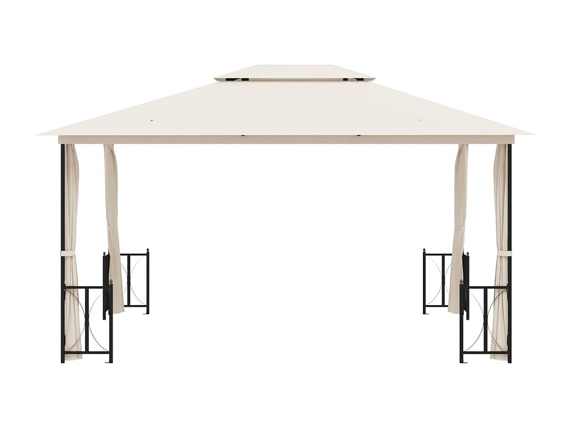Gazebo color crema de 3x4 m con paredes dobles y techo