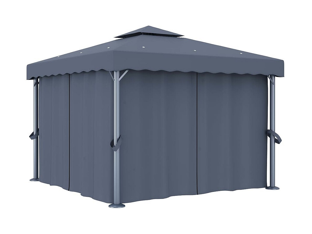 Tonnelle avec rideau 3x3 m Anthracite Aluminium