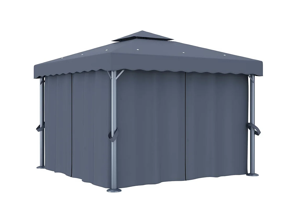 Gazebo met gordijn 3x3 m Antraciet Aluminium