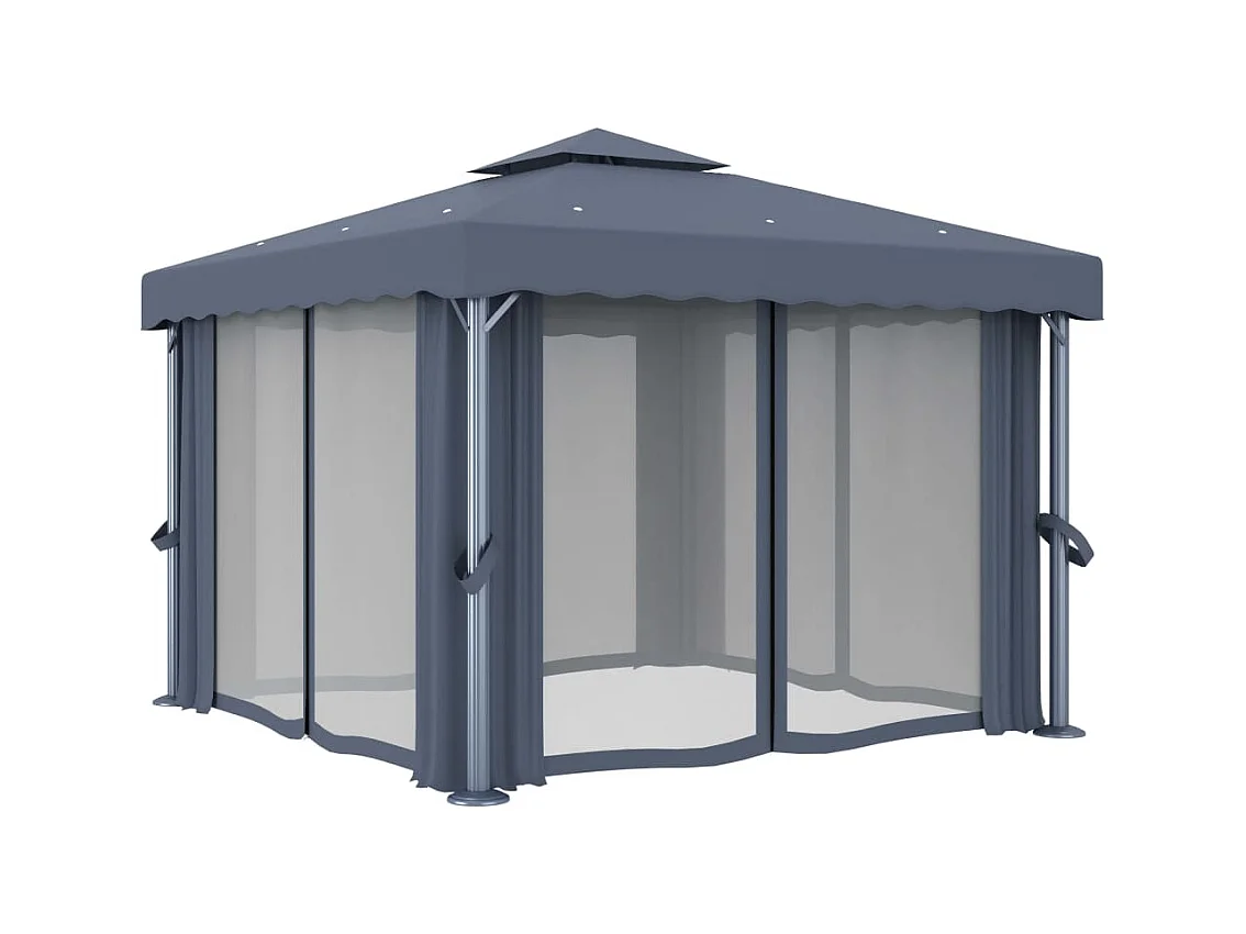 Gazebo met gordijn 3x3 m Antraciet Aluminium