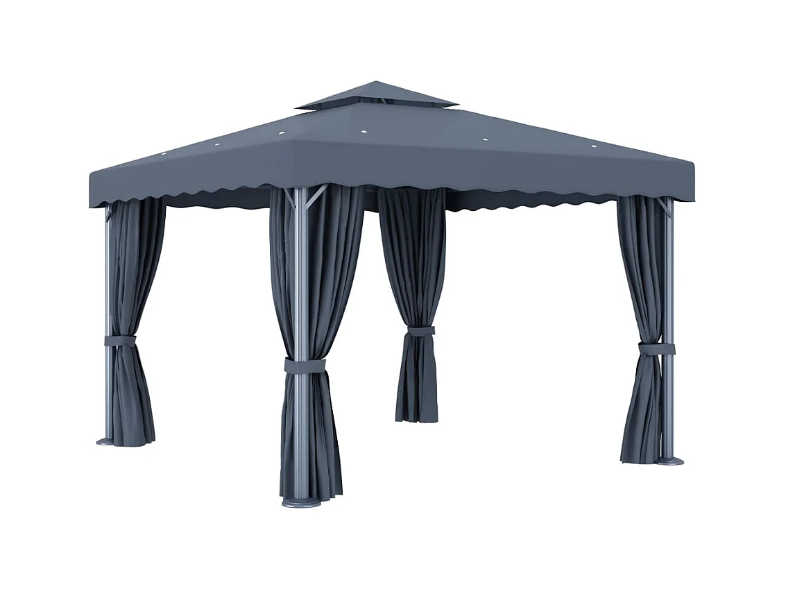 Gazebo met gordijn 3x3 m Antraciet Aluminium