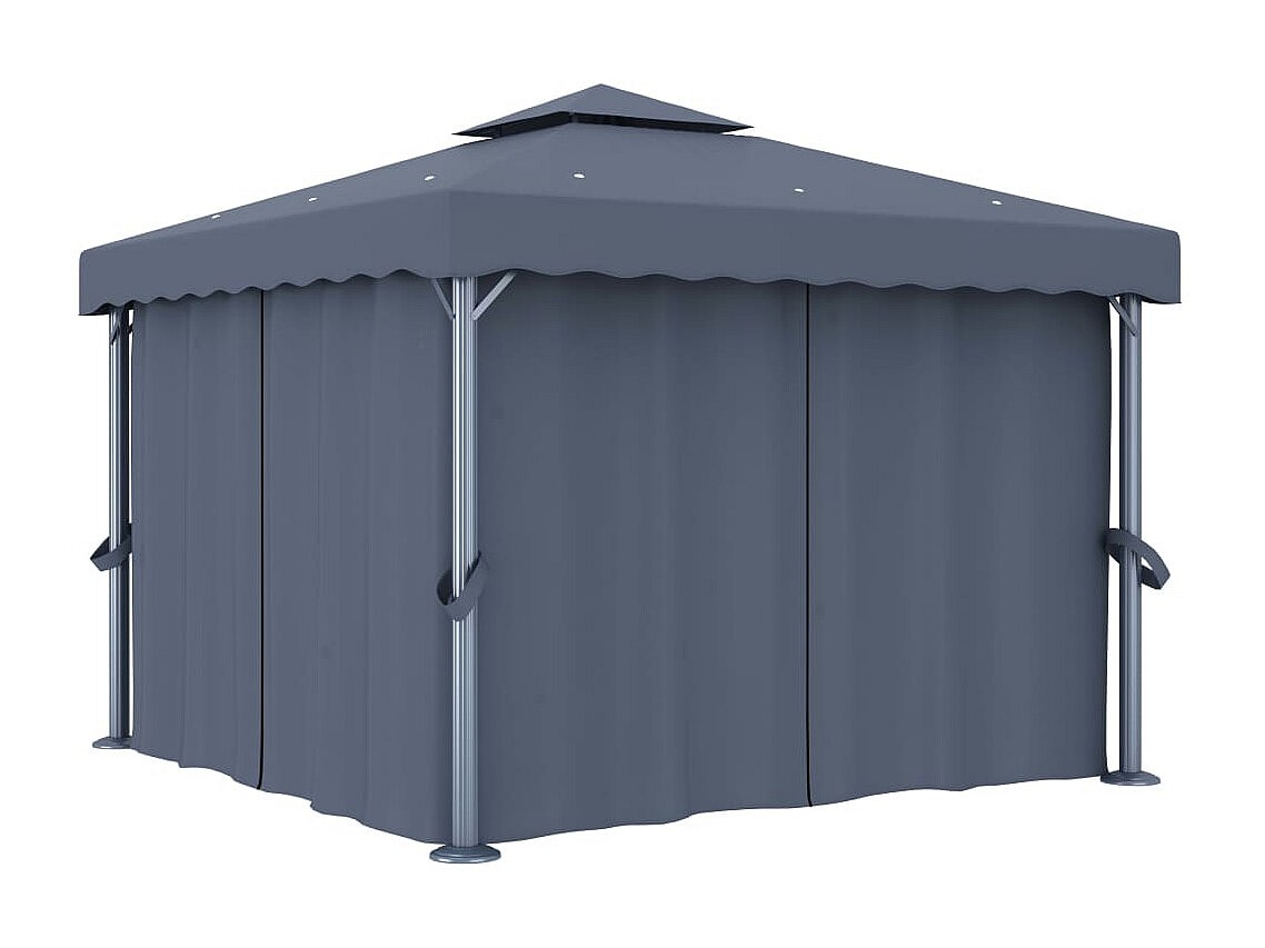 Tonnelle avec rideau 3x3 m Anthracite Aluminium