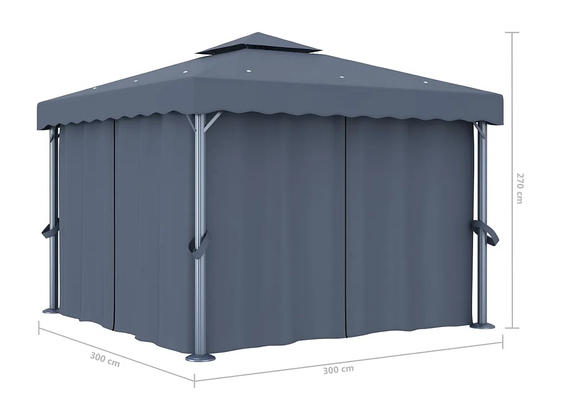 Gazebo con tenda 3x3 m Alluminio Antracite