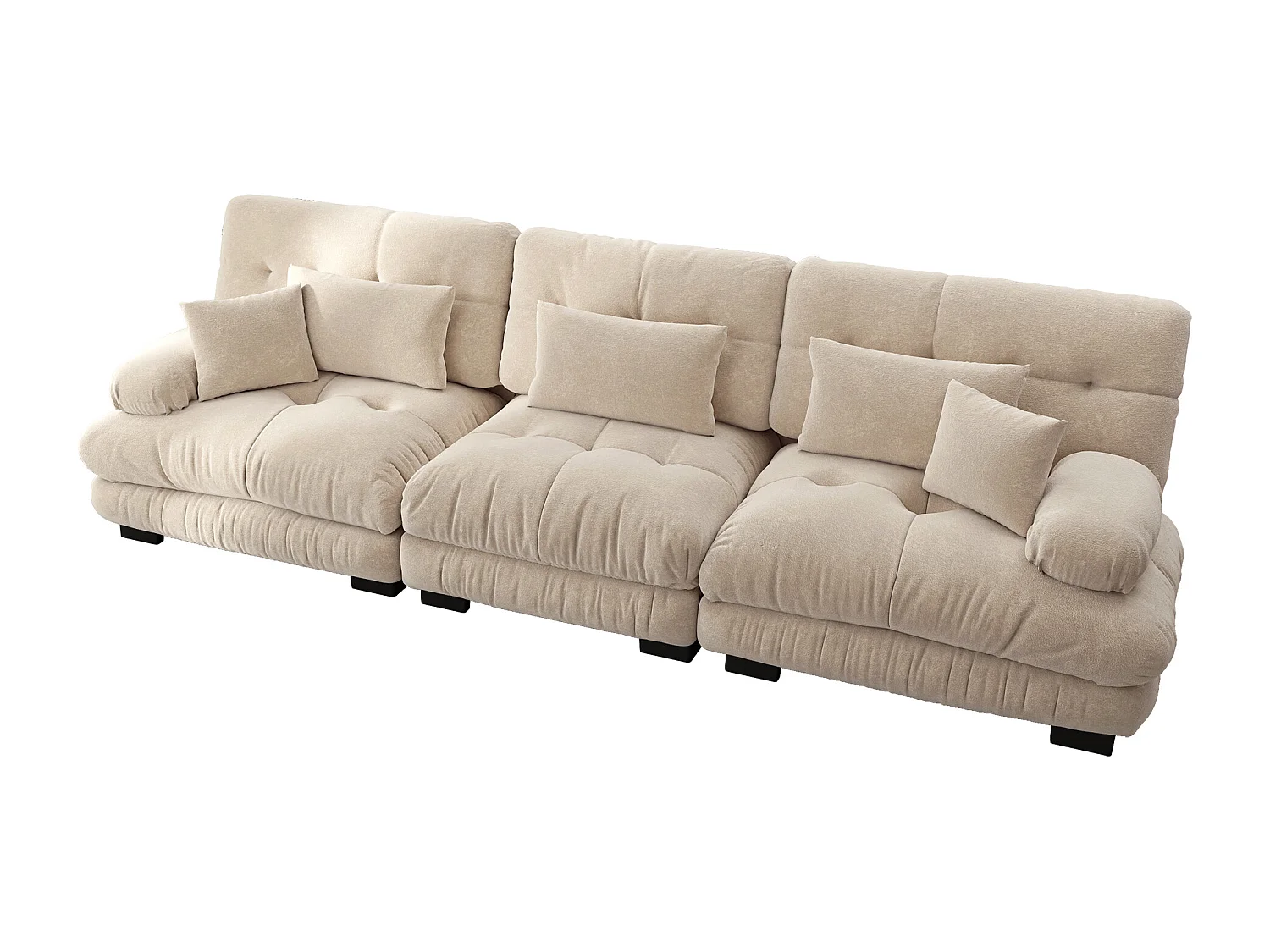 Divano angolare modulare a 3 posti con seduta profonda, comodo divano letto in ciniglia per soggiorno, appartamento (313x77x81 cm)