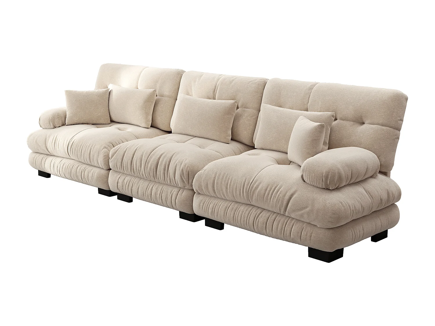 Divano angolare modulare a 3 posti con seduta profonda, comodo divano letto in ciniglia per soggiorno, appartamento (313x77x81 cm)