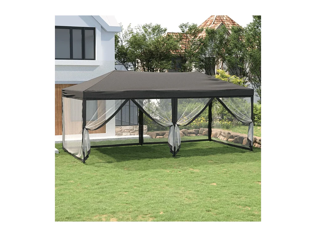 Faltbares Empfangszelt mit Wänden Anthrazit 3x6 m