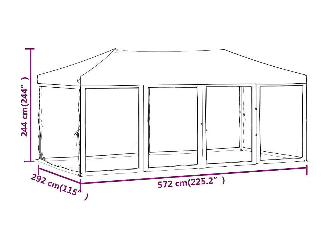 Carpa de recepción plegable con paredes Antracita 3x6 m