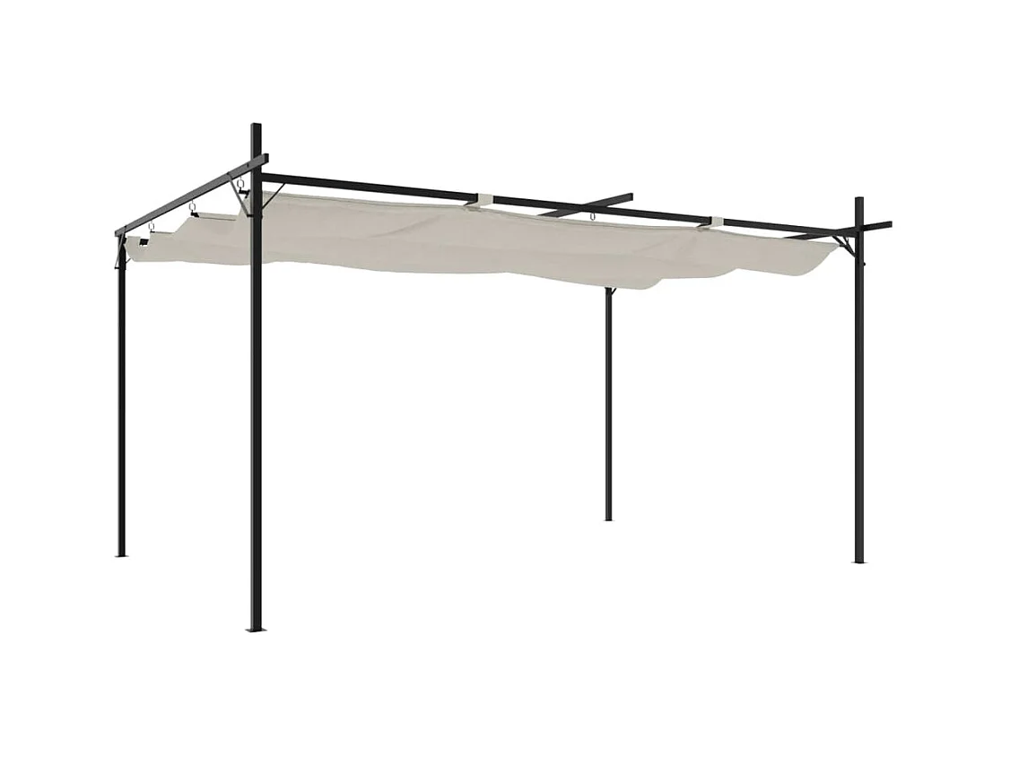 Pergola avec toit rétractable crème 395x292x230 cm