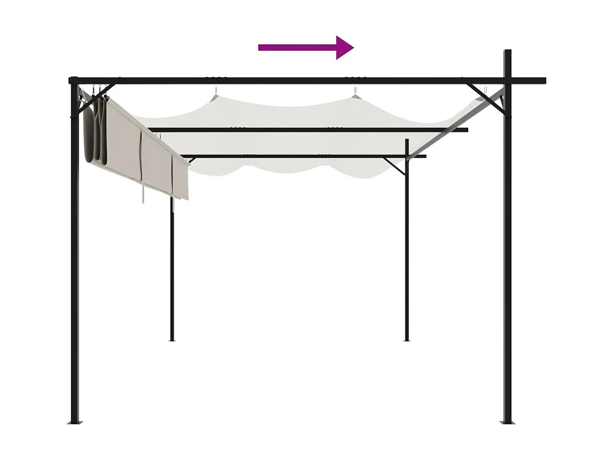 Pergola avec toit rétractable crème 395x292x230 cm