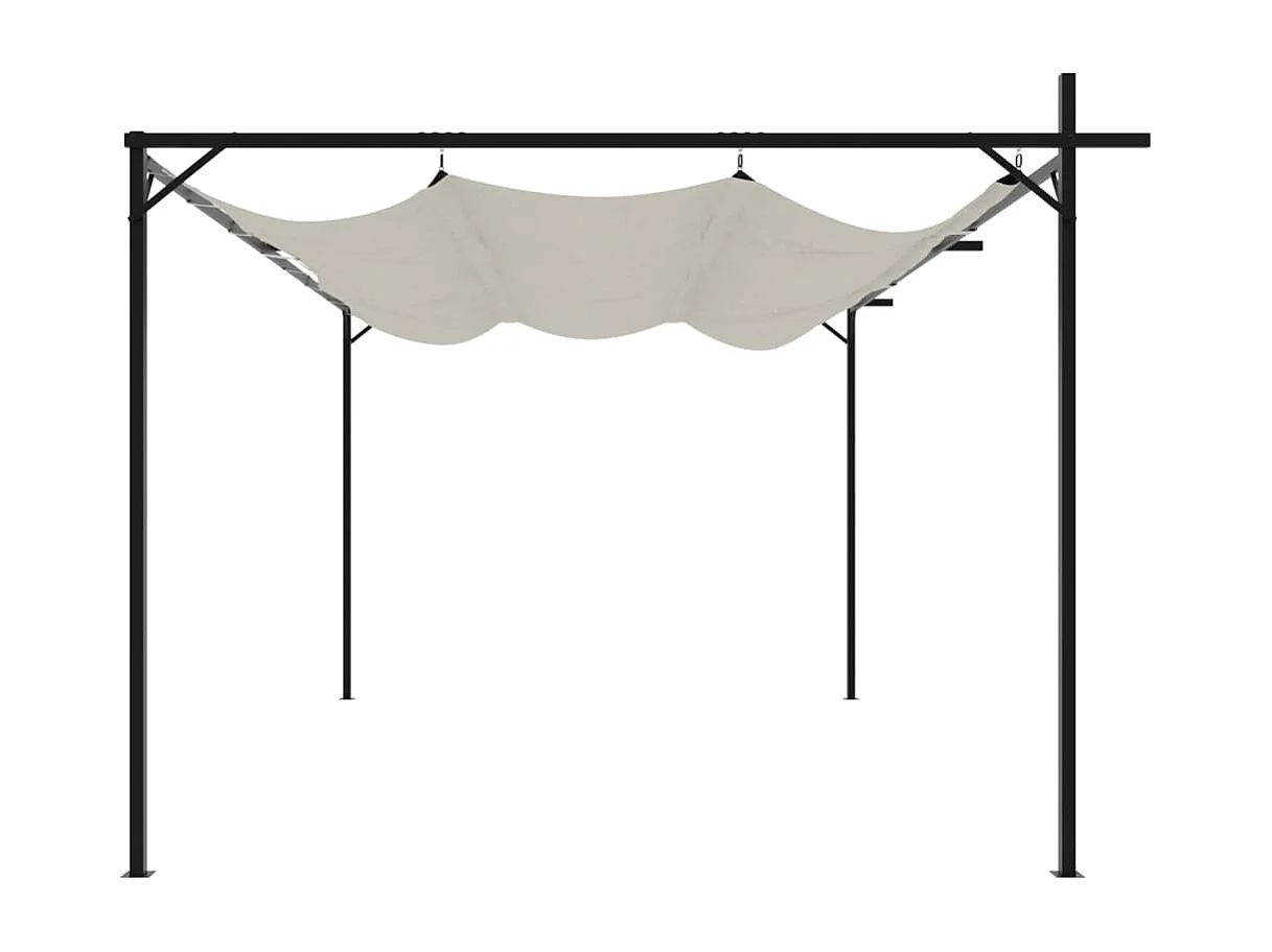 Pergola avec toit rétractable crème 395x292x230 cm