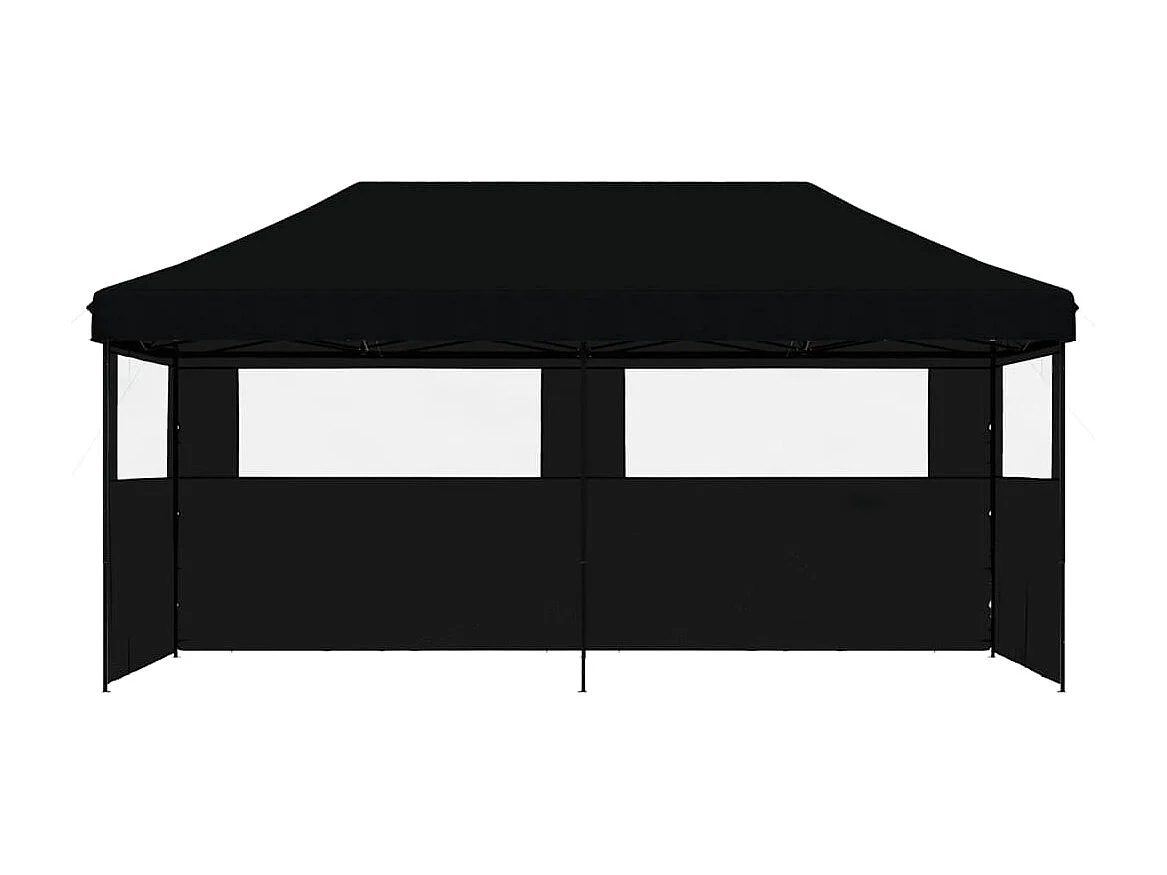 Tenda da ricevimento pieghevole pop-up nera a 3 lati