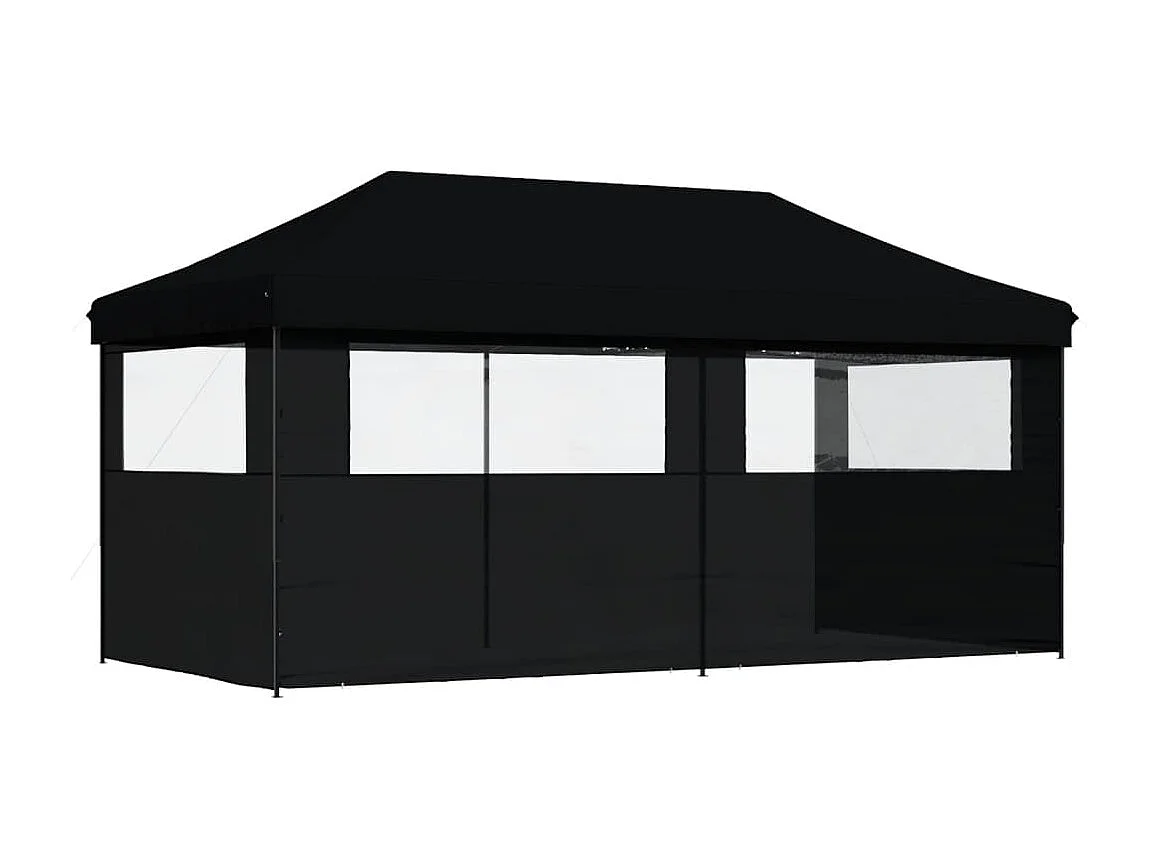 Tenda da ricevimento pieghevole pop-up nera a 3 lati