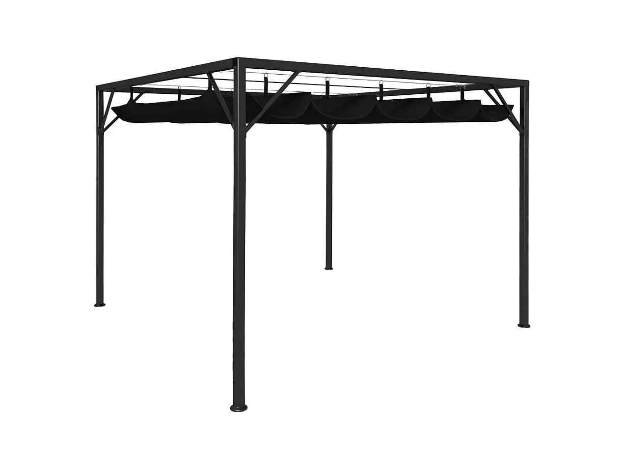 Gartenzelt mit ausfahrbarem Vordach 3x3 m Anthrazit