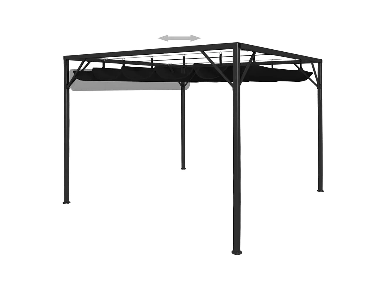 Gartenzelt mit ausfahrbarem Vordach 3x3 m Anthrazit