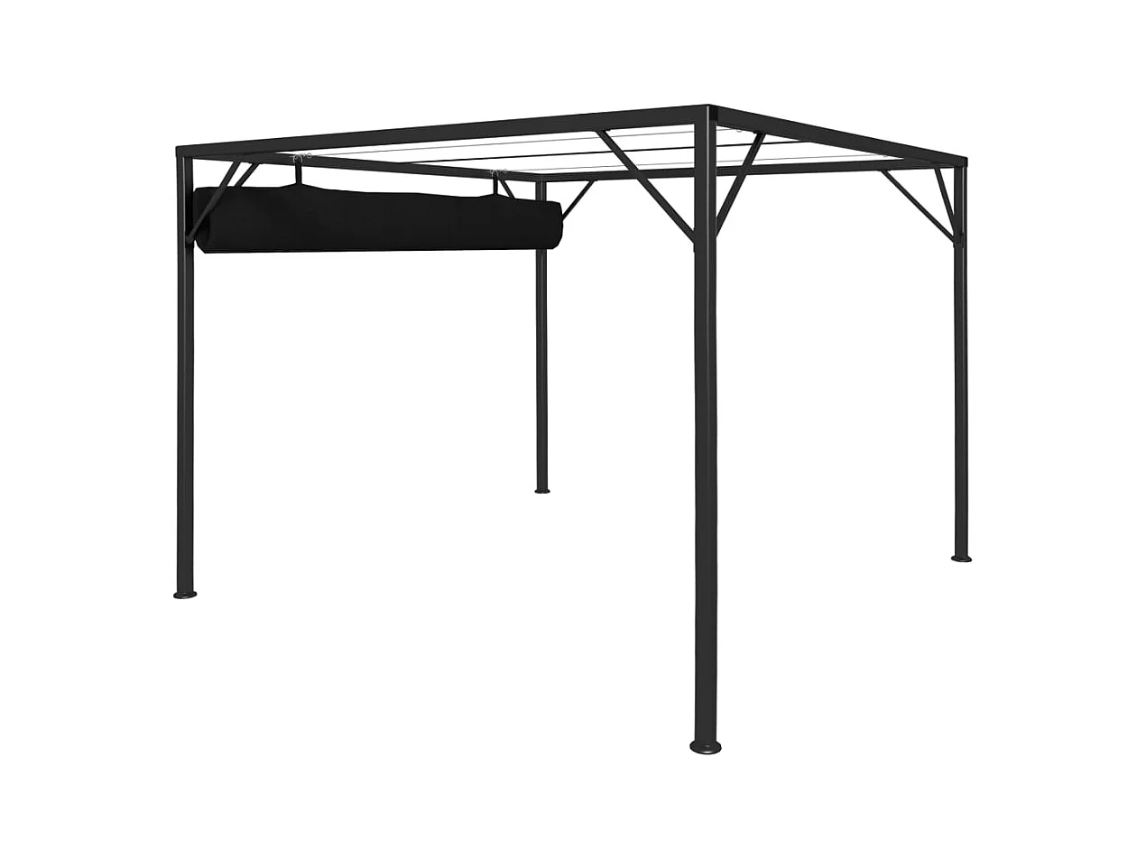 Gartenzelt mit ausfahrbarem Vordach 3x3 m Anthrazit