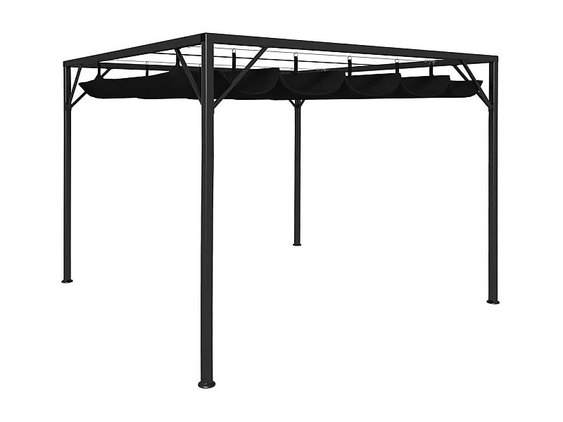 Carpa de jardín con toldo retráctil 3x3 m Antracita