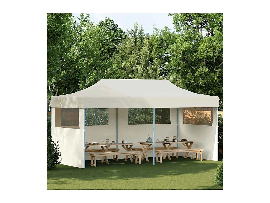 Carpa de recepción plegable color crema de 3 x 6 m