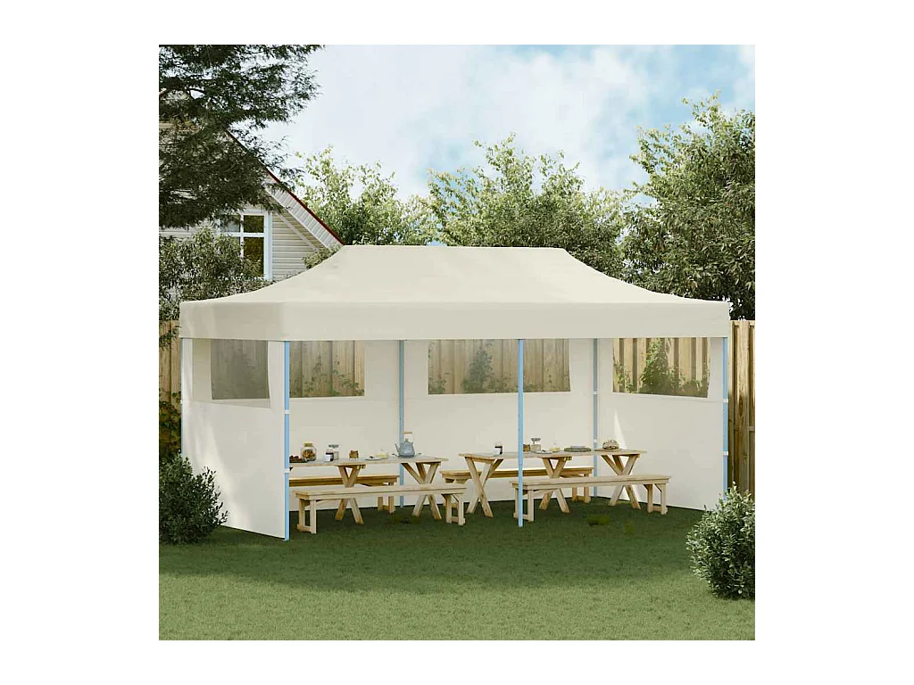 Carpa de recepción plegable color crema de 3 x 6 m