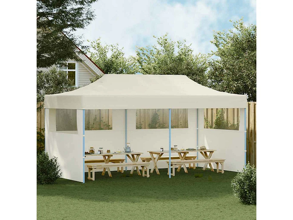 Carpa de recepción plegable color crema de 3 x 6 m