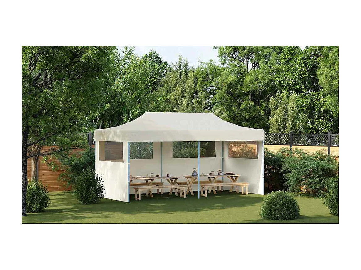 Carpa de recepción plegable color crema de 3 x 6 m