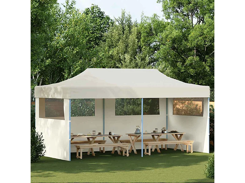 Carpa de recepción plegable color crema de 3 x 6 m