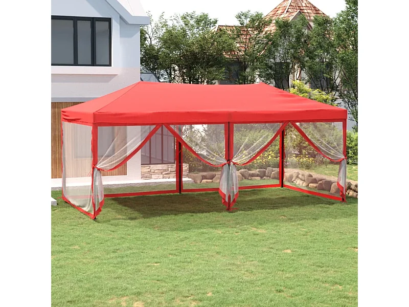 Opvouwbare ontvangsttent met wanden Rood 3x6 m