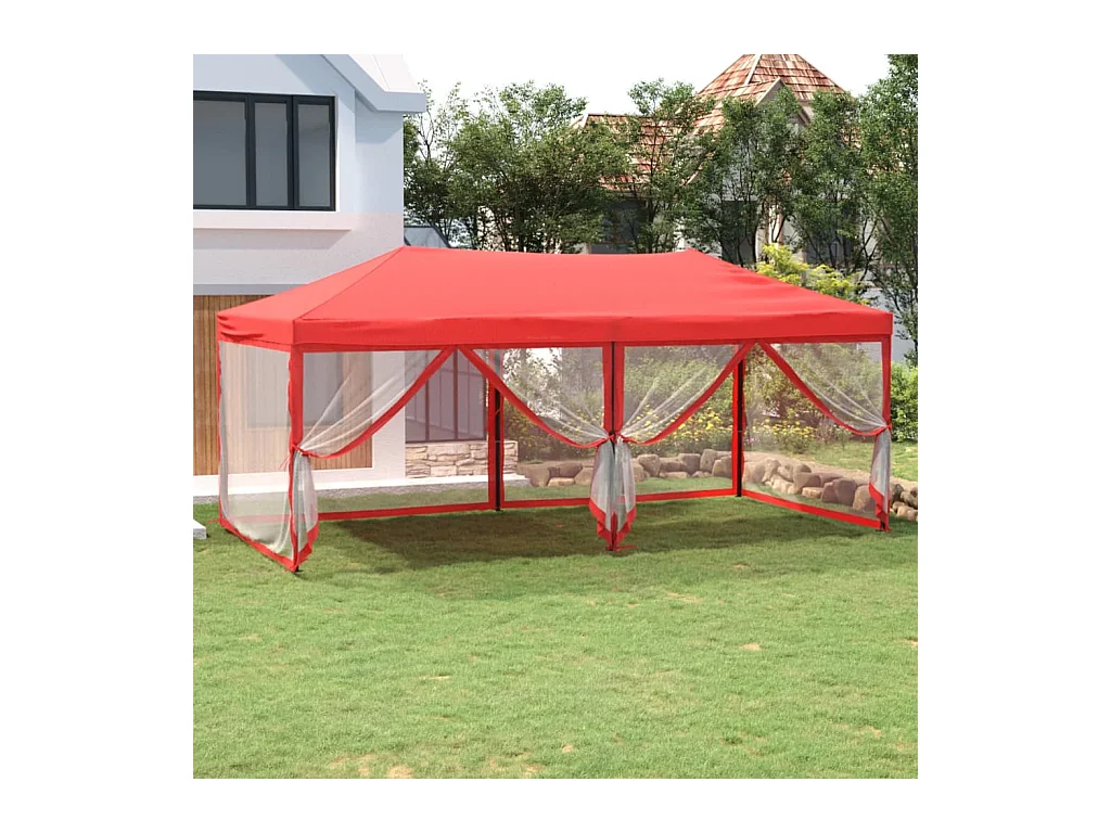 Tenda pieghevole per ricevimenti con pareti Rossa 3x6 m