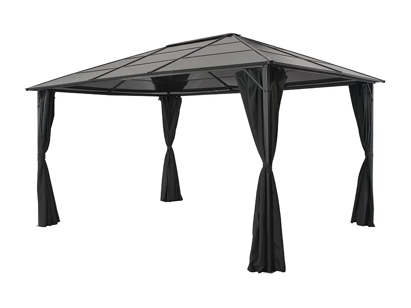 Gazebo met gordijn Aluminium 4x3x2,6 m Zwart