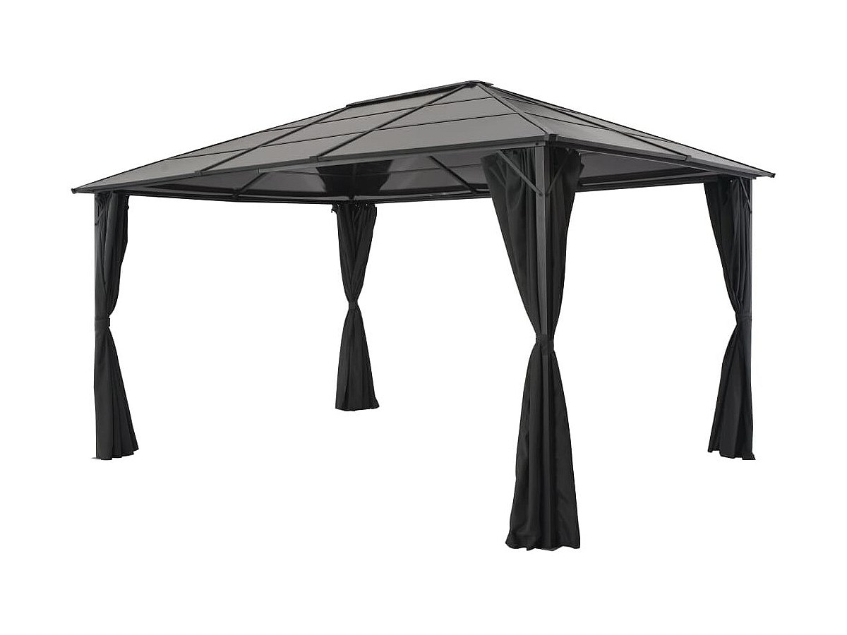 Tonnelle avec rideau Aluminium 4x3x2,6 m Noir