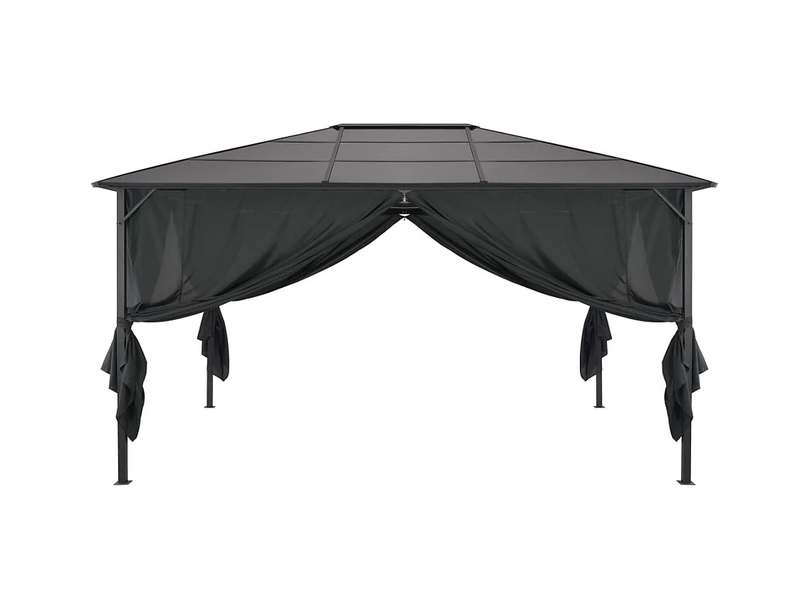 Gazebo con cortina Aluminio 4x3x2,6 m Negro
