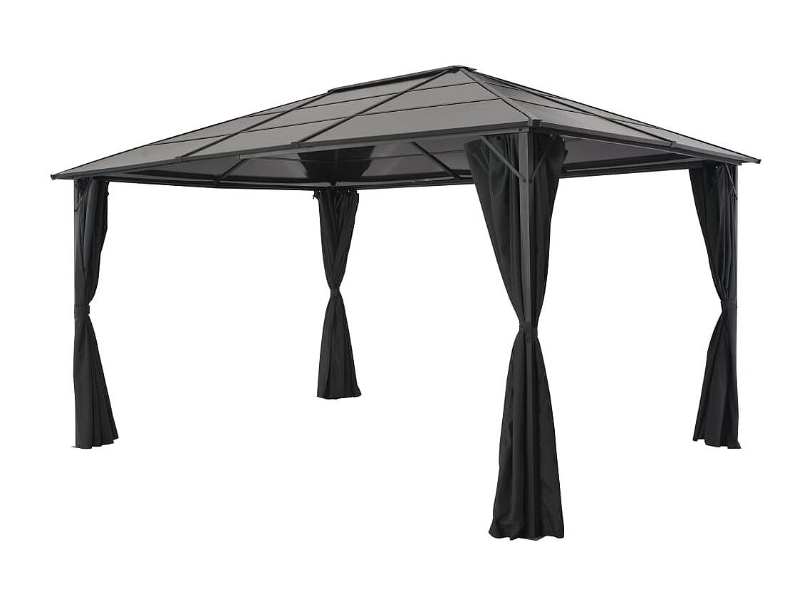 Tonnelle avec rideau Aluminium 4x3x2,6 m Noir