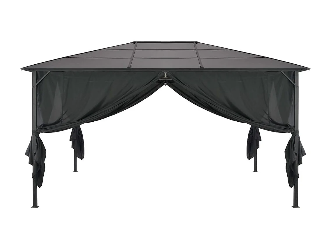 Gazebo con tenda Alluminio 4x3x2,6 m Nero