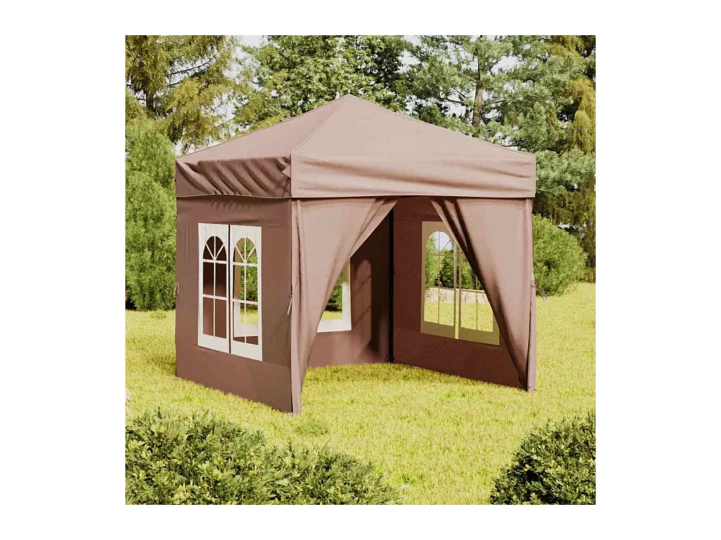 Carpa de recepción plegable con paredes Taupe 2x2 m