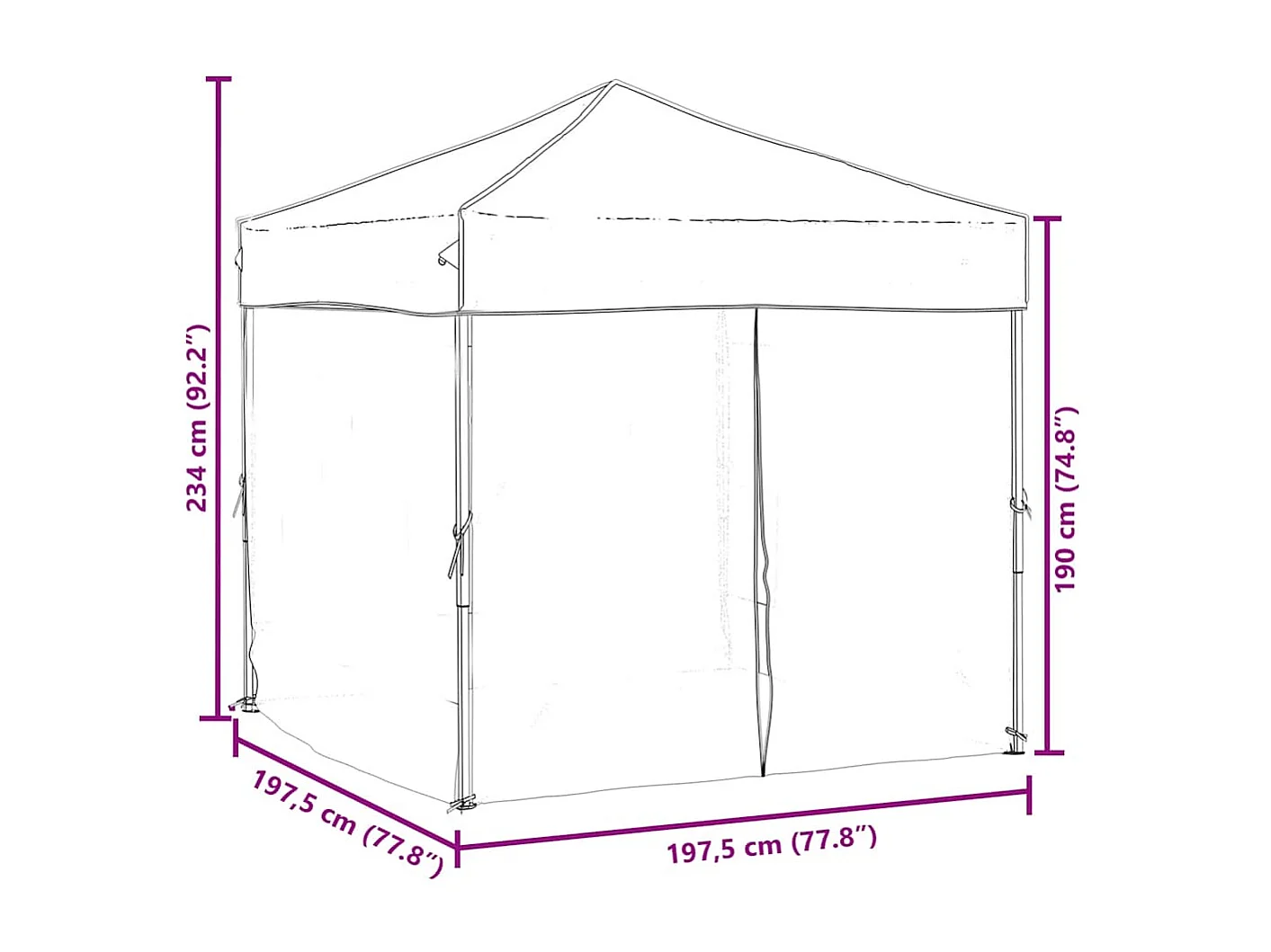 Tenda pieghevole per ricevimenti con pareti Taupe 2x2 m