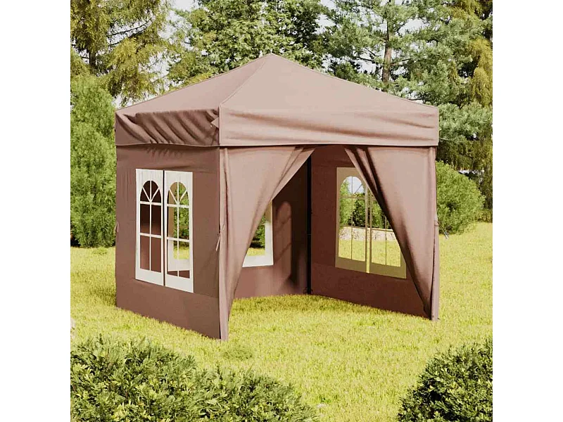 Tenda pieghevole per ricevimenti con pareti Taupe 2x2 m