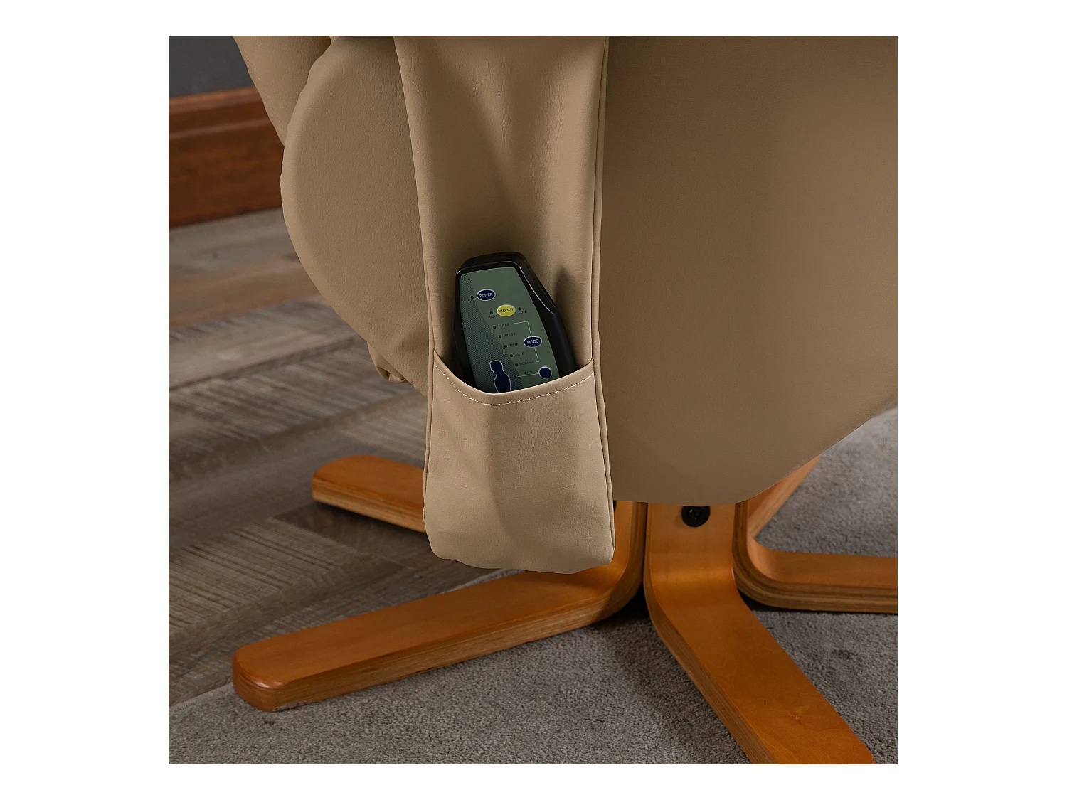 Fauteuil relax avec fonction massage, repose-pieds, polyester, crème (80x86x99 cm)